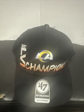 Los Angeles Rams NFC Champions ’47 Trucker Adjustable Hat Cap Black NFL